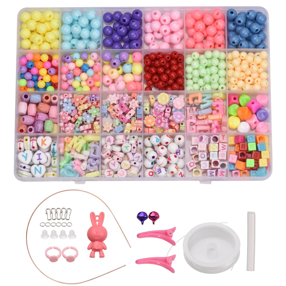 Bead Bracelet Making Kit With Mixed Color Letter Fish Star