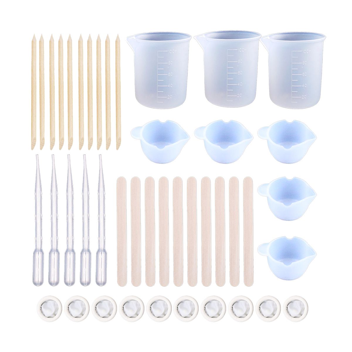 43PCS DIY Silicone Resin Measuring Cups Tool Kit 100ml