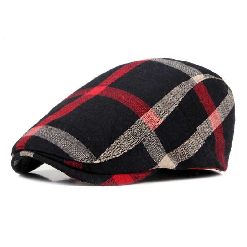 Unisex Beret Hat Men Forward Cap Black Flat Peak Hats Visor