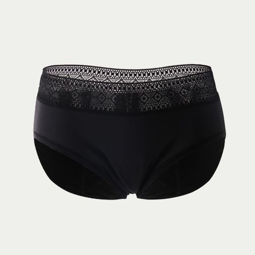 4_Layer Leakproof Menstrual Period Panties Fast Absorbent Underwear Sexy Lace Women Menstrual Briefs Plus Size Lingerie 5XL 6XL(#9137 Black)
