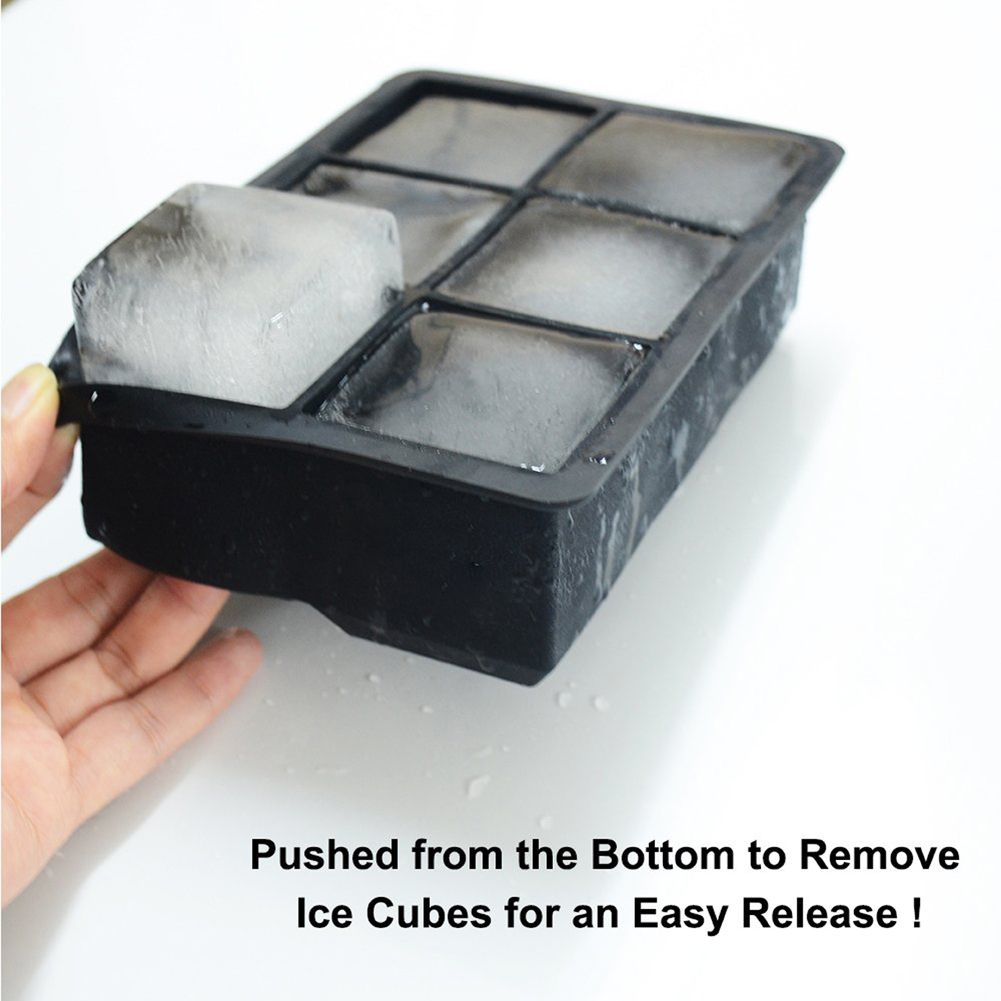 Whiskey Tail Big Ice Cube Tray 6 Holes Ice Cube Form Round Shaped Ice Ball Maker Silicone Ice Mold Bar-ice Mold Without Lid