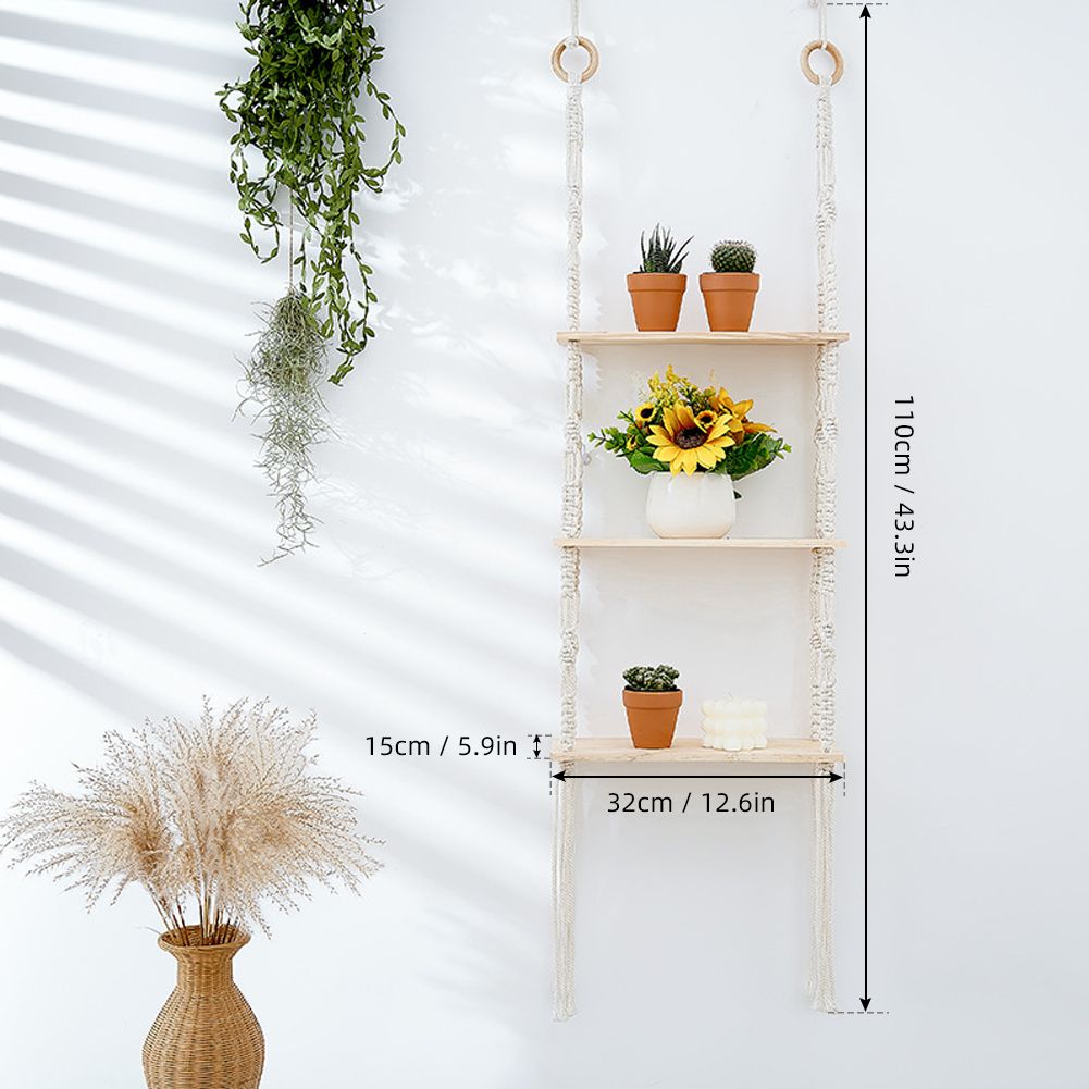 3 Tier Wall Hanging Shelf Wall Decor Decorative Creamy White