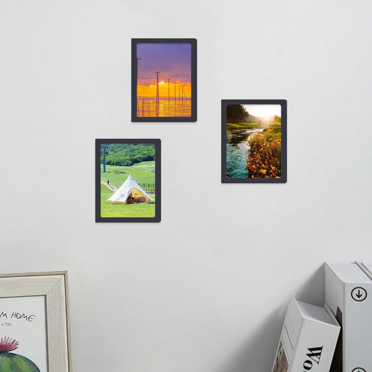 2Pcs Photo Frame Magnetic Frame Ornament Decor Black