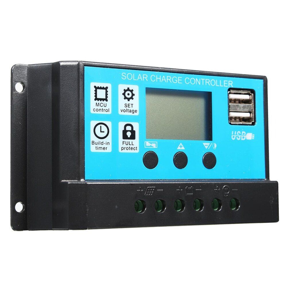 10/20/30A 12/24V LCD PMW Solar Charge Controller Regulator 2 USB Backlit 30A 20A