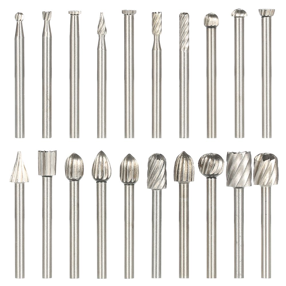 20PCS 3mm Shank HSS CNC Rotary Burrs Set Tools File Milling