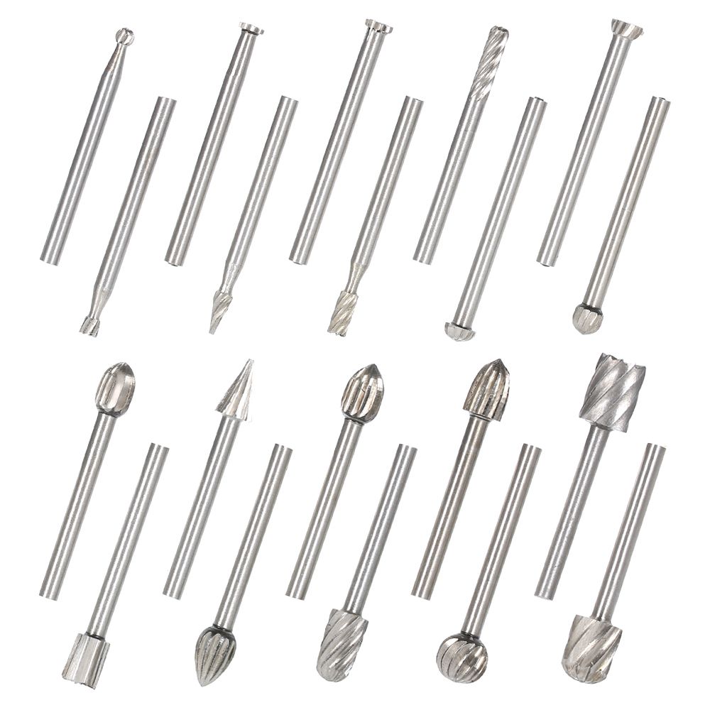 20PCS 3mm Shank HSS CNC Rotary Burrs Set Tools File Milling