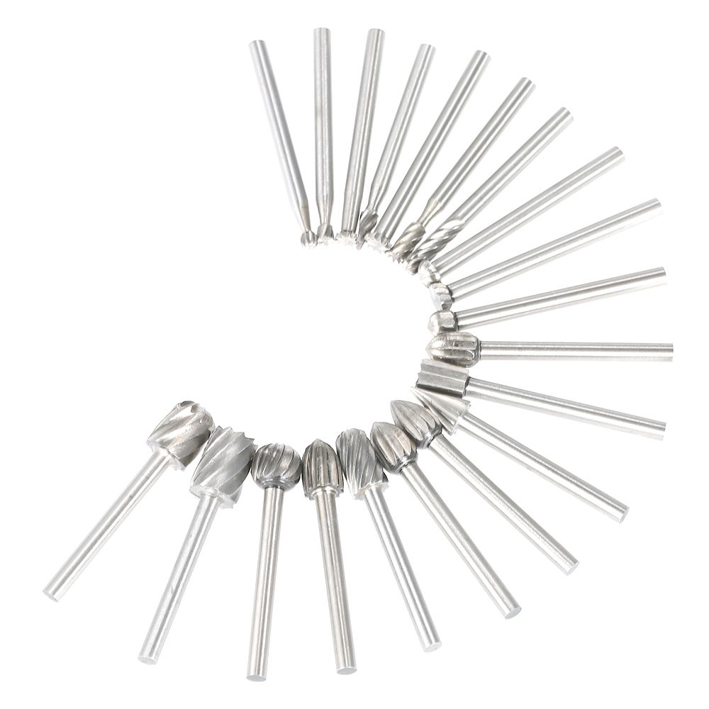 20PCS 3mm Shank HSS CNC Rotary Burrs Set Tools File Milling