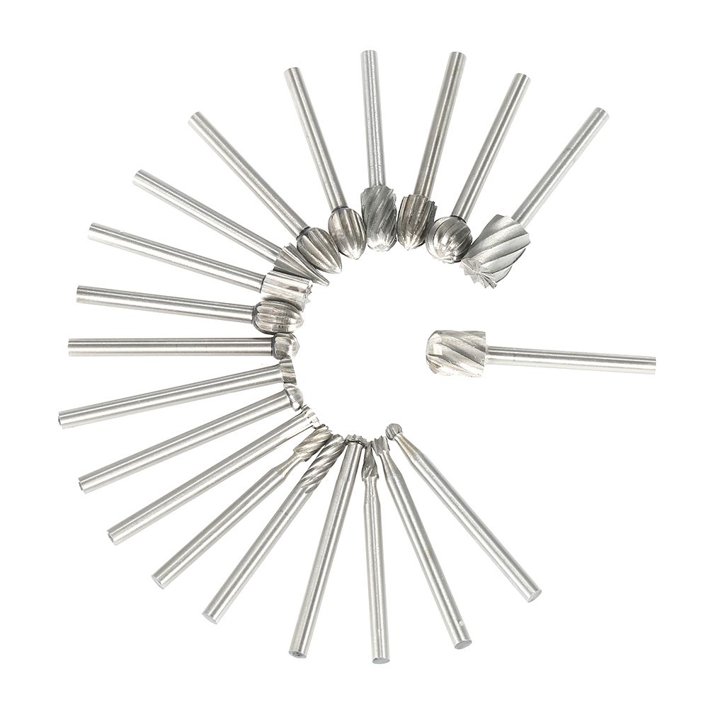 20PCS 3mm Shank HSS CNC Rotary Burrs Set Tools File Milling