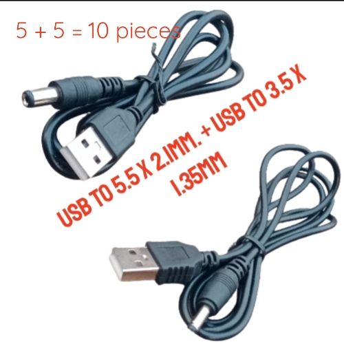 10 Pieces USB To DC 3.5 X 1.35mm & 5.5X 2.1mm Power Cord