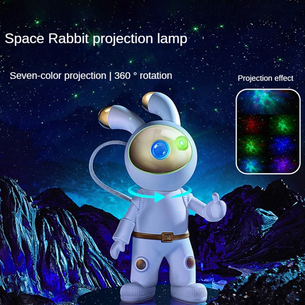 Space Rabbit Galaxy Projector Night Light Gift Starry Sky Star USB Led Bedroom Night Lamp Decoration Remote Control