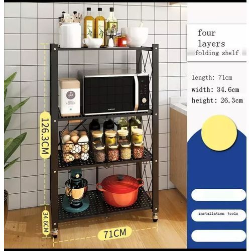 4 Step Multipurpose Foldable Storage Shelf With Wheels