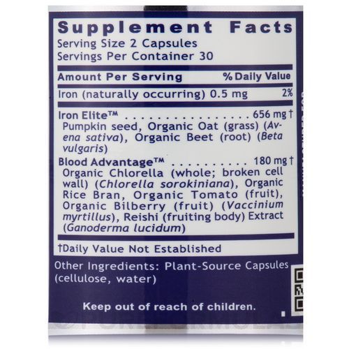 Iron 60 Capsules From Organic Kelp, Organic Irish Moss And Organic Beet