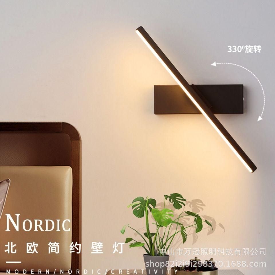 Nordic Modern Simple Creative Bedroom Bedside Lamp Personality Creative Rotating Wall Lamp warm light White-30