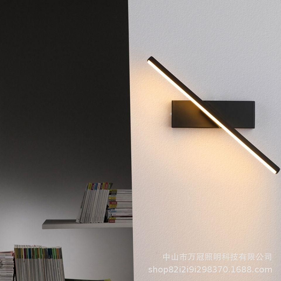 Nordic Modern Simple Creative Bedroom Bedside Lamp Personality Creative Rotating Wall Lamp warm light White-30