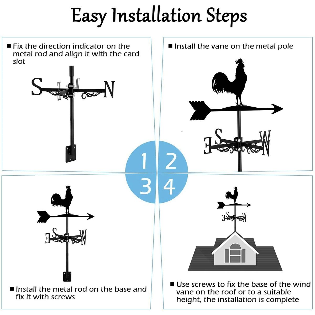 Weathervane with Animal Chickens Stake Weather Vane Wind