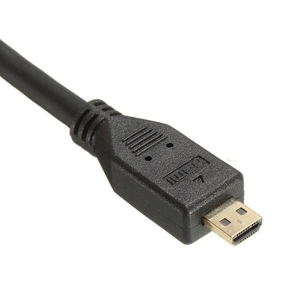 1.5M/6ft Micro HDMI Male To HDMI Male Adapter Converter Cable For PC Monitor/TV/Phones (Size: 1.5 M, Color: Black)
