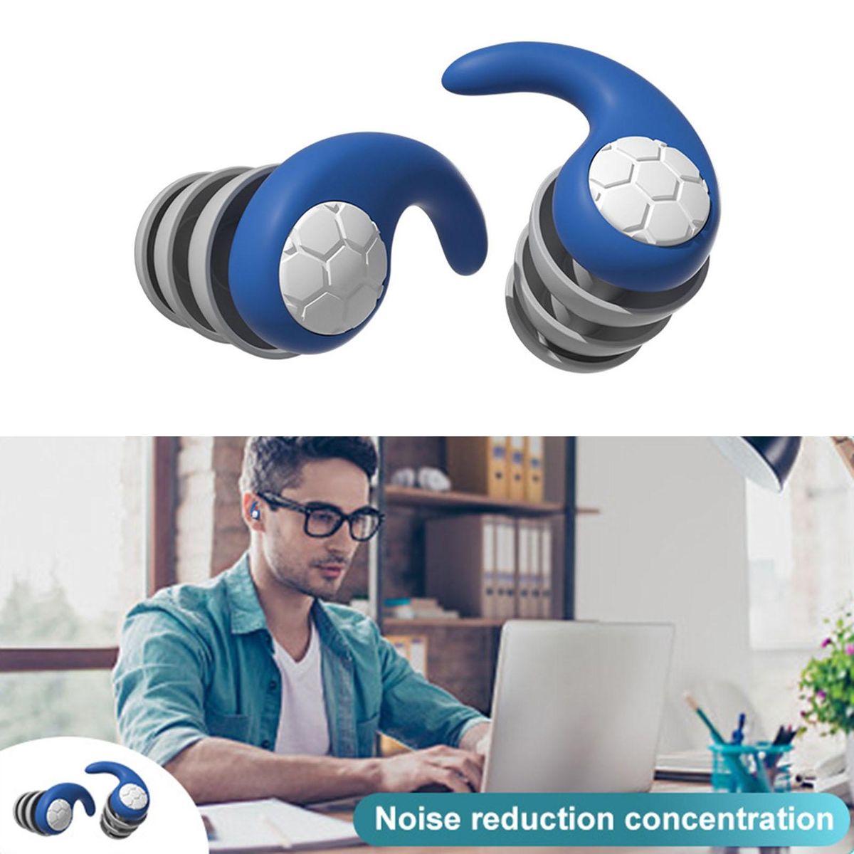 1 Pair Noise Reduction Earplugs Women Men Noise Canceling Ear Plugs Blue