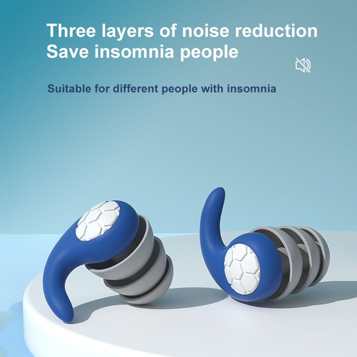 1 Pair Noise Reduction Earplugs Women Men Noise Canceling Ear Plugs Blue