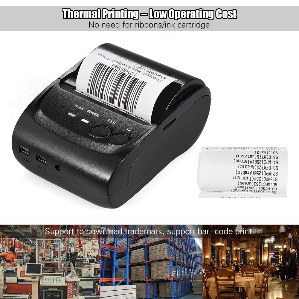 POS-5802DD Mini Portable Wireless USB Thermal Printer Receipt Ticket POS Printing For IOS Android Windows