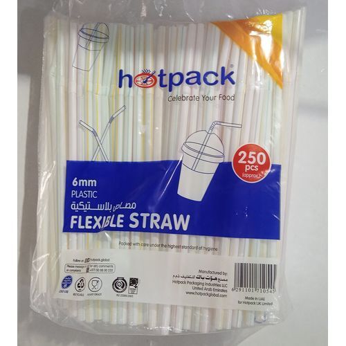 1 X 250-Pieces Wrapped Flexible Plastic Straw In A Pack