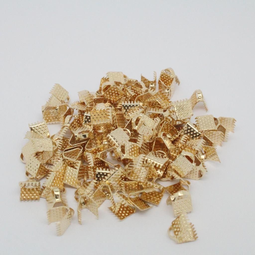 100 Pieces Ribbon  Cord  End Cap Tip Necklace Bracelet DIY