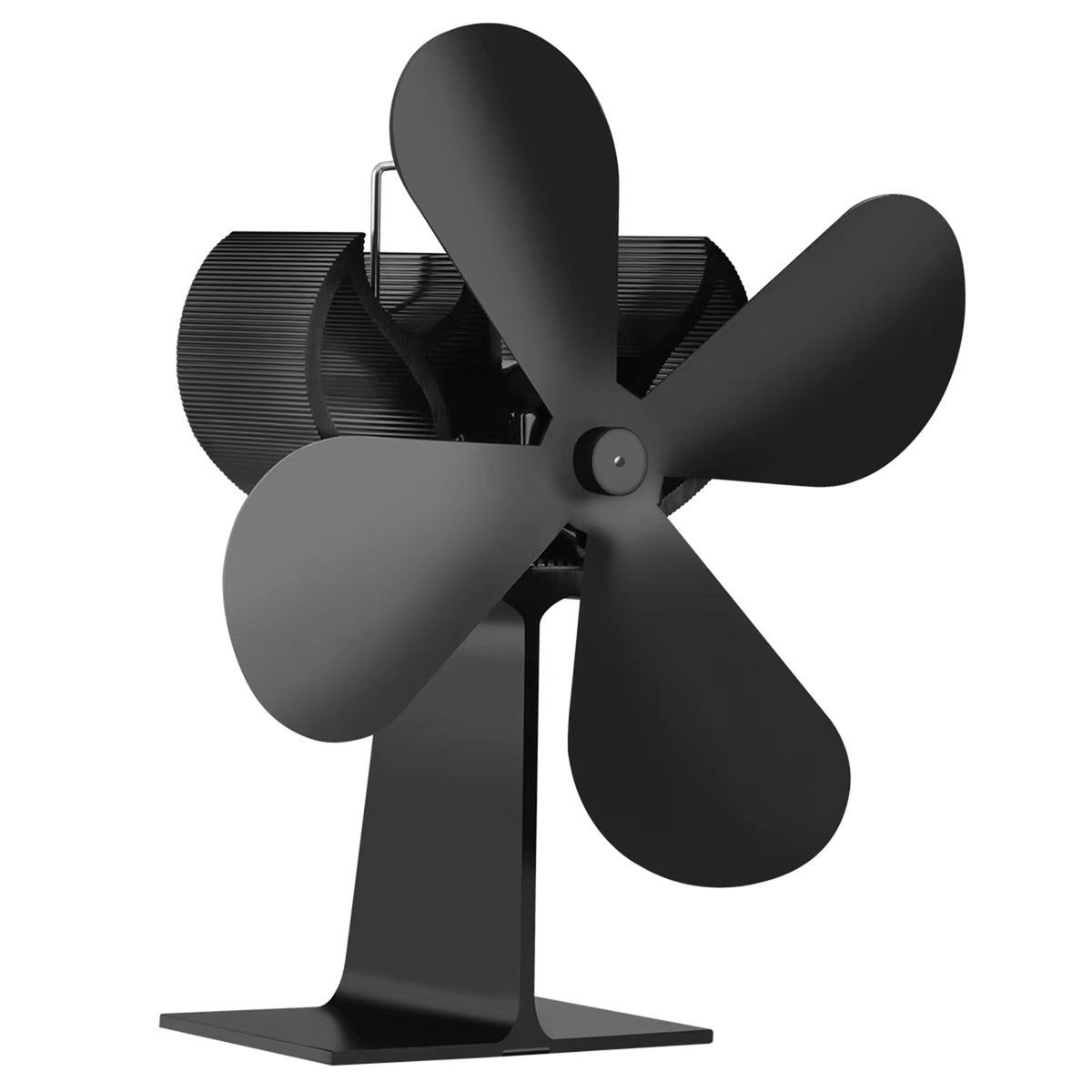 Fireplace Fan Heat Powered Stove Fan Black 4 Blades Quiet