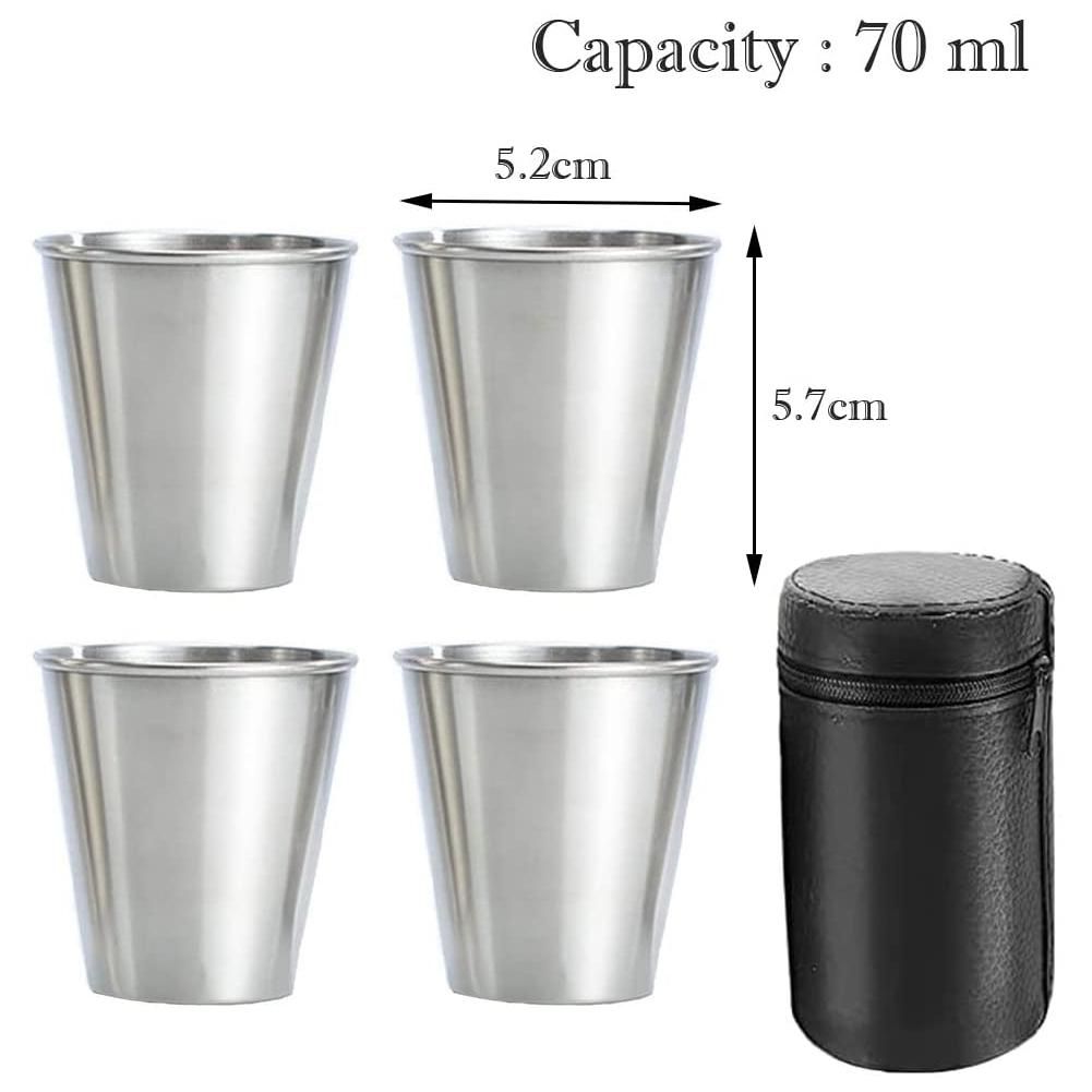 Stainless Steel Shot Cups, Set of 4 Cups, Metal Shot