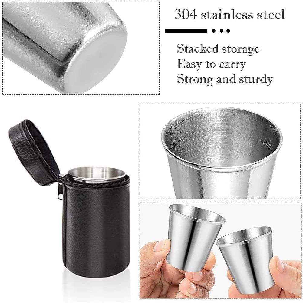 Stainless Steel Shot Cups, Set of 4 Cups, Metal Shot