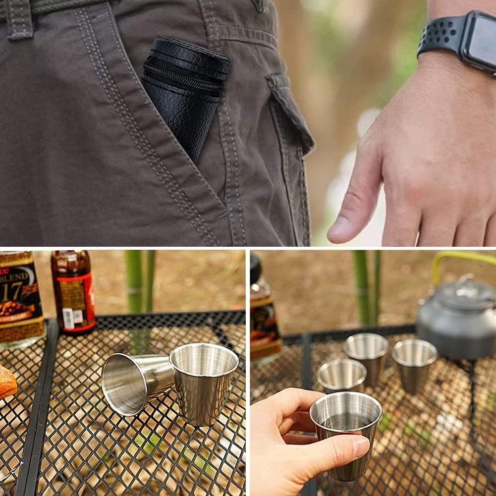 Stainless Steel Shot Cups, Set of 4 Cups, Metal Shot