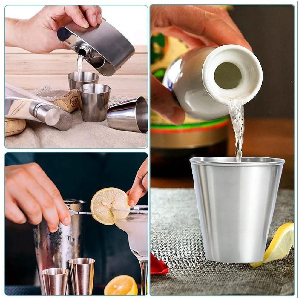 Stainless Steel Shot Cups, Set of 4 Cups, Metal Shot