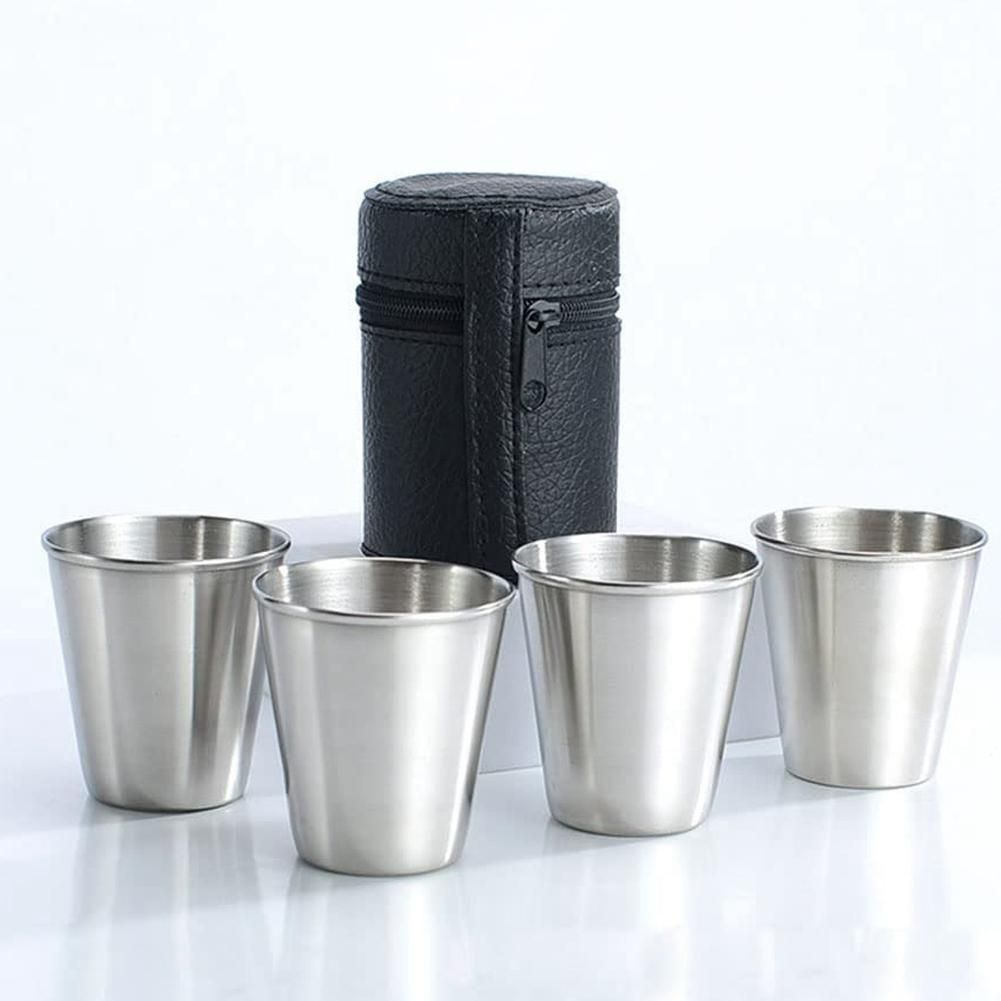 Stainless Steel Shot Cups, Set of 4 Cups, Metal Shot
