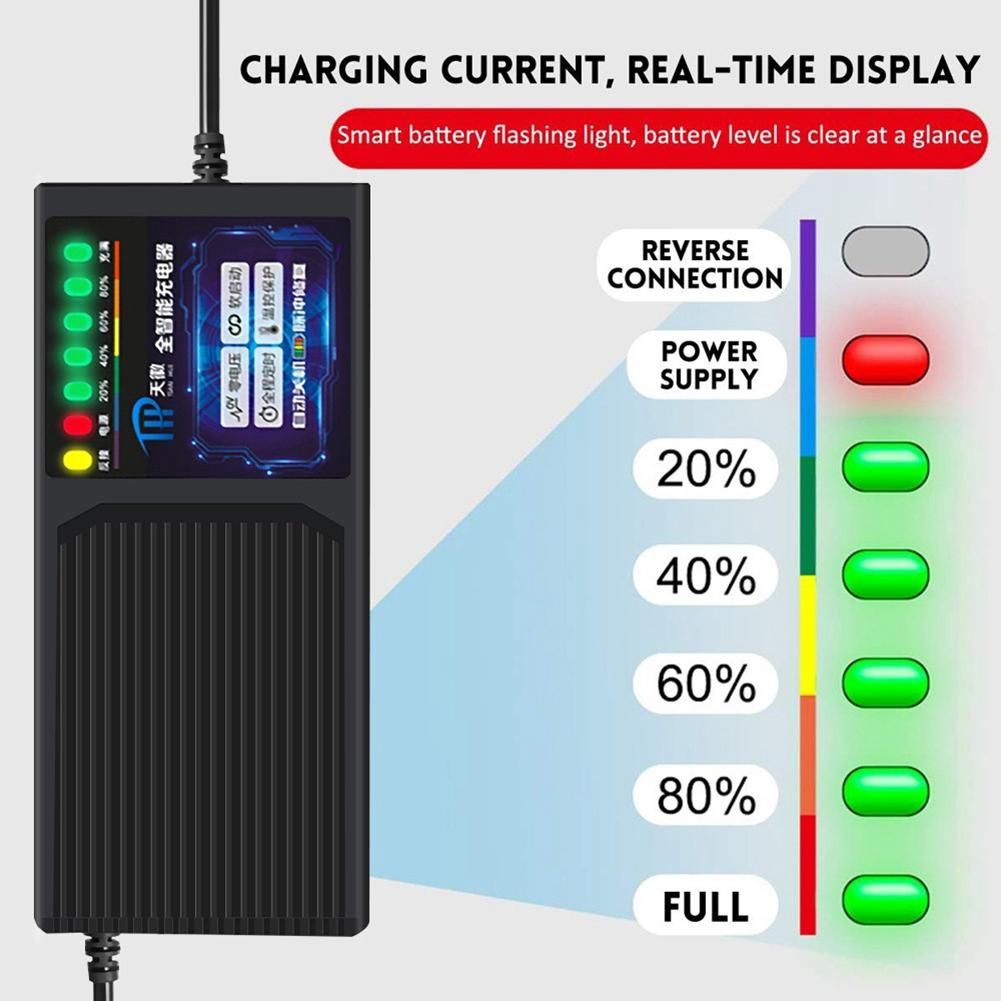 60V 20AH Electric Vehicle Charger with 7 Light Power Display Current Leakage Protection Lead Acid Charger