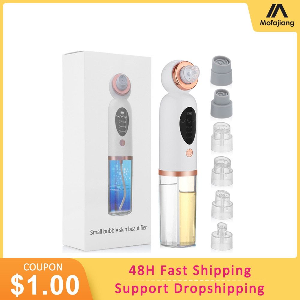 Blackhead Remover Vacuum Suction Small Bubble Pore Cleaner Device0 Pimple Extractor Microdermabrasion Electric Face Nose Cleaser