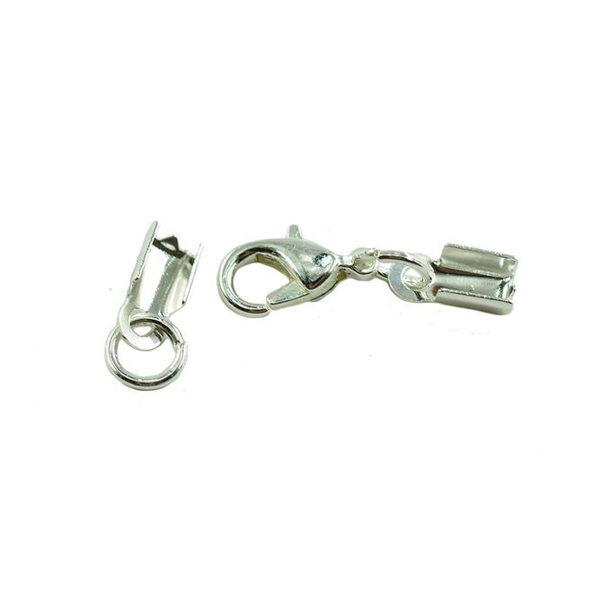 12x Lobster Clasp Fold Cord End  Caps Bail Tip Silver White