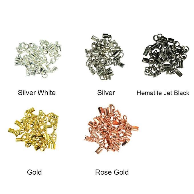 12x Lobster Clasp Fold Cord End  Caps Bail Tip Silver White