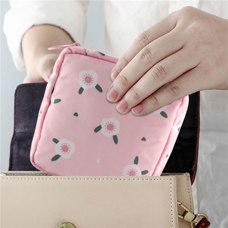 1PCS Mini Makeup Bags Zipper Sanitary Pad Bag Coin Purse Pin