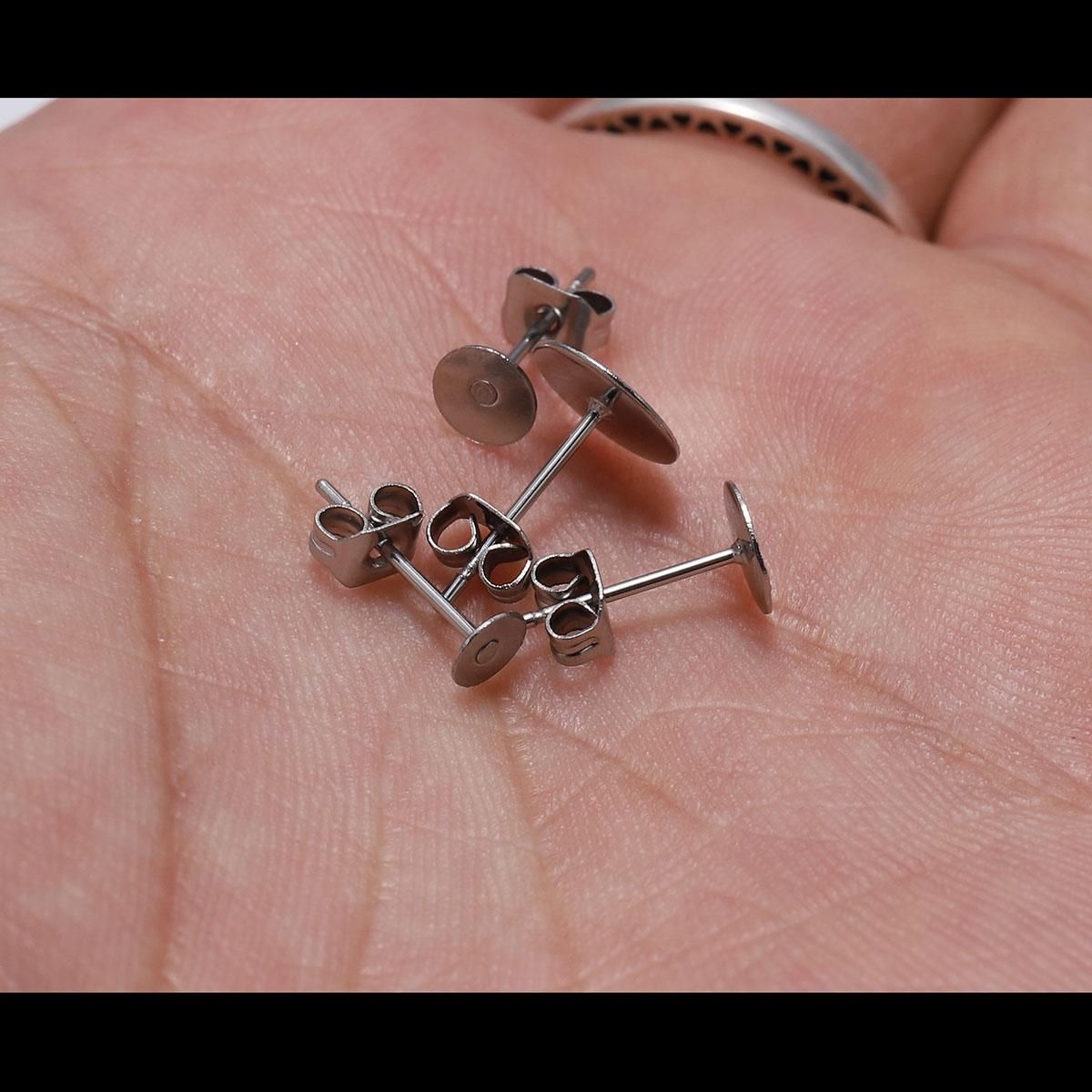 100pcs/lot Gold Stainless Steel Blank Post Earring Studs Base Pins With Earring Plug Findings Ear Back For DIY Jewelry Making