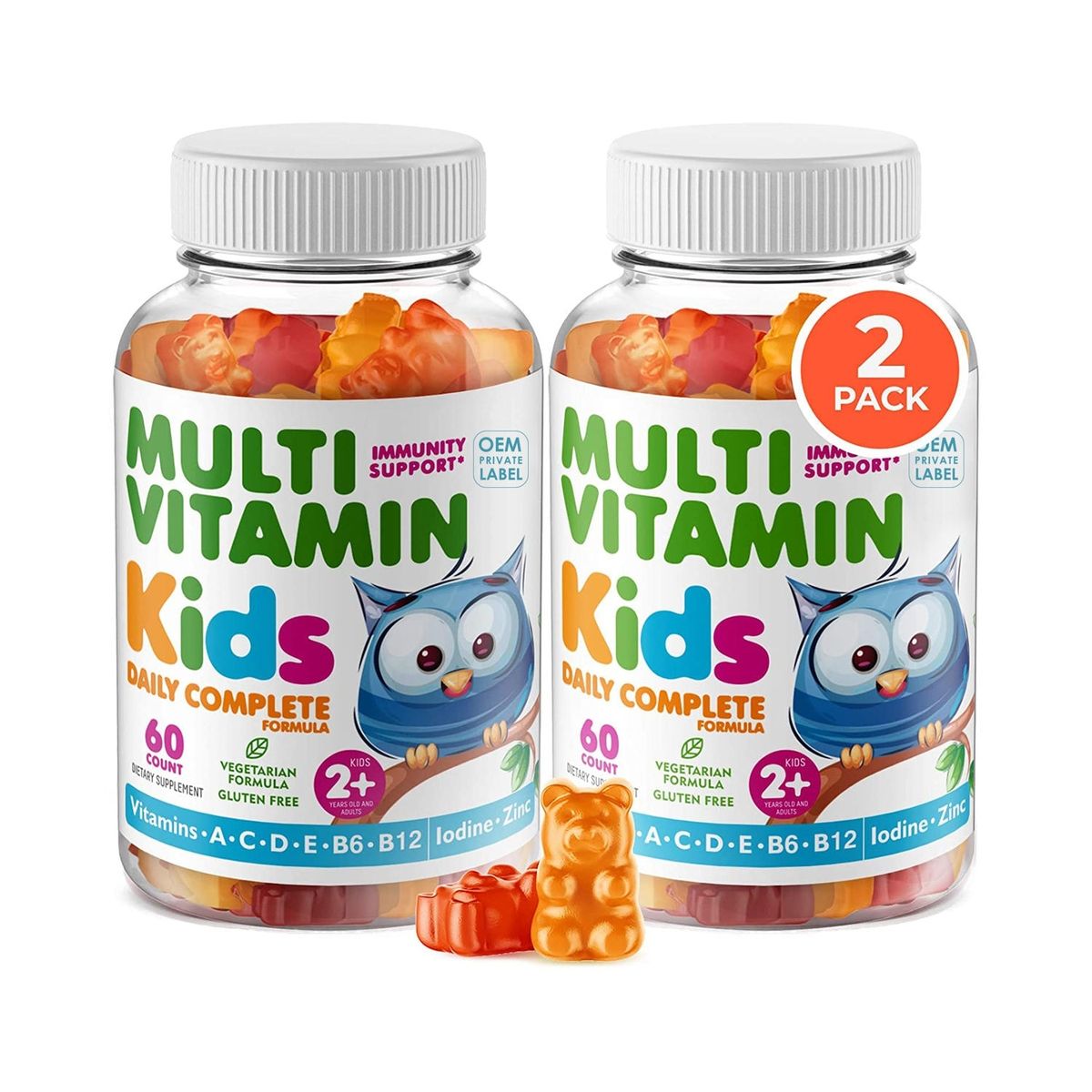 Kids Multivitamins Gummies X60 2-Bottles