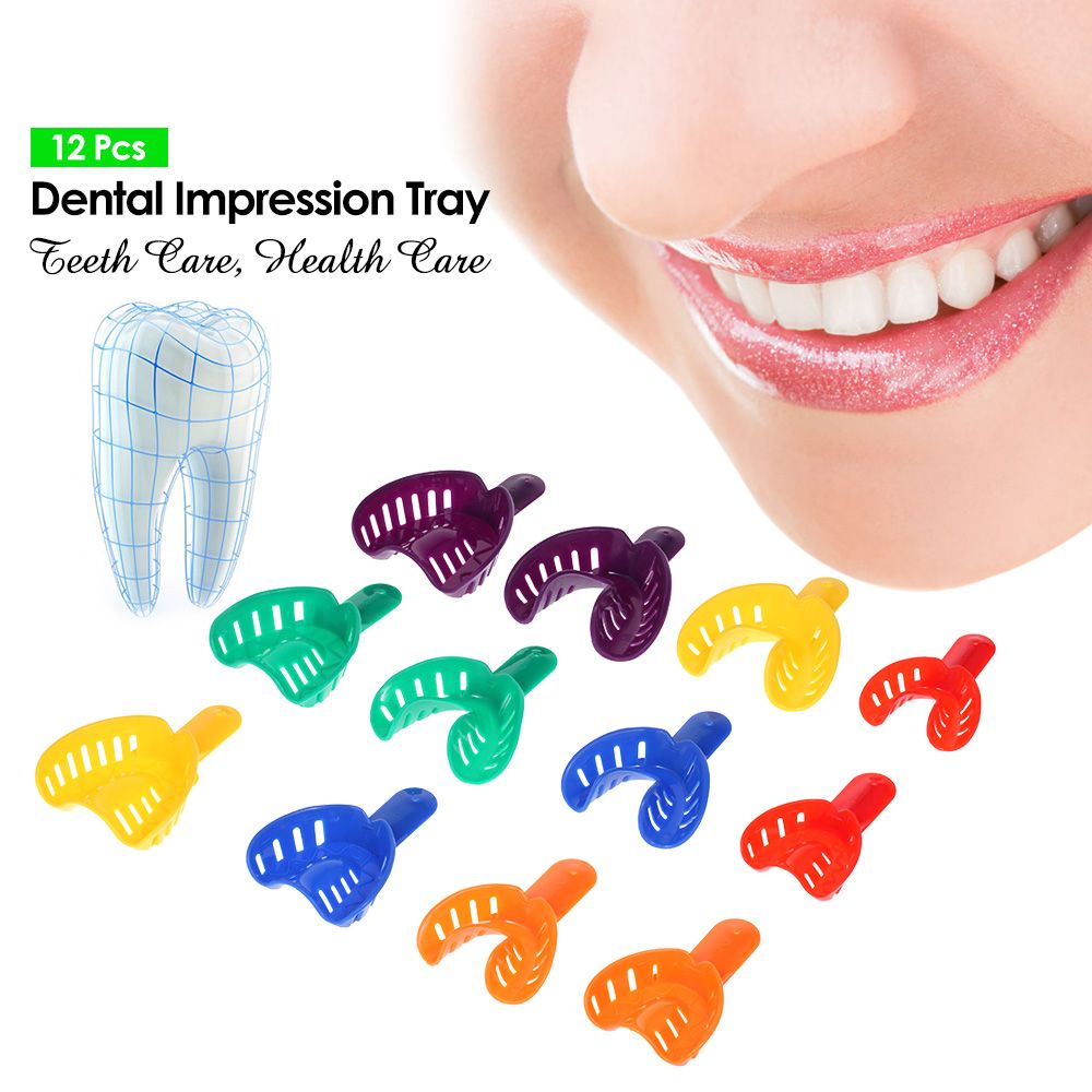 12Pcs Dental Impression Tray Plastic U Shape Teeth Holder