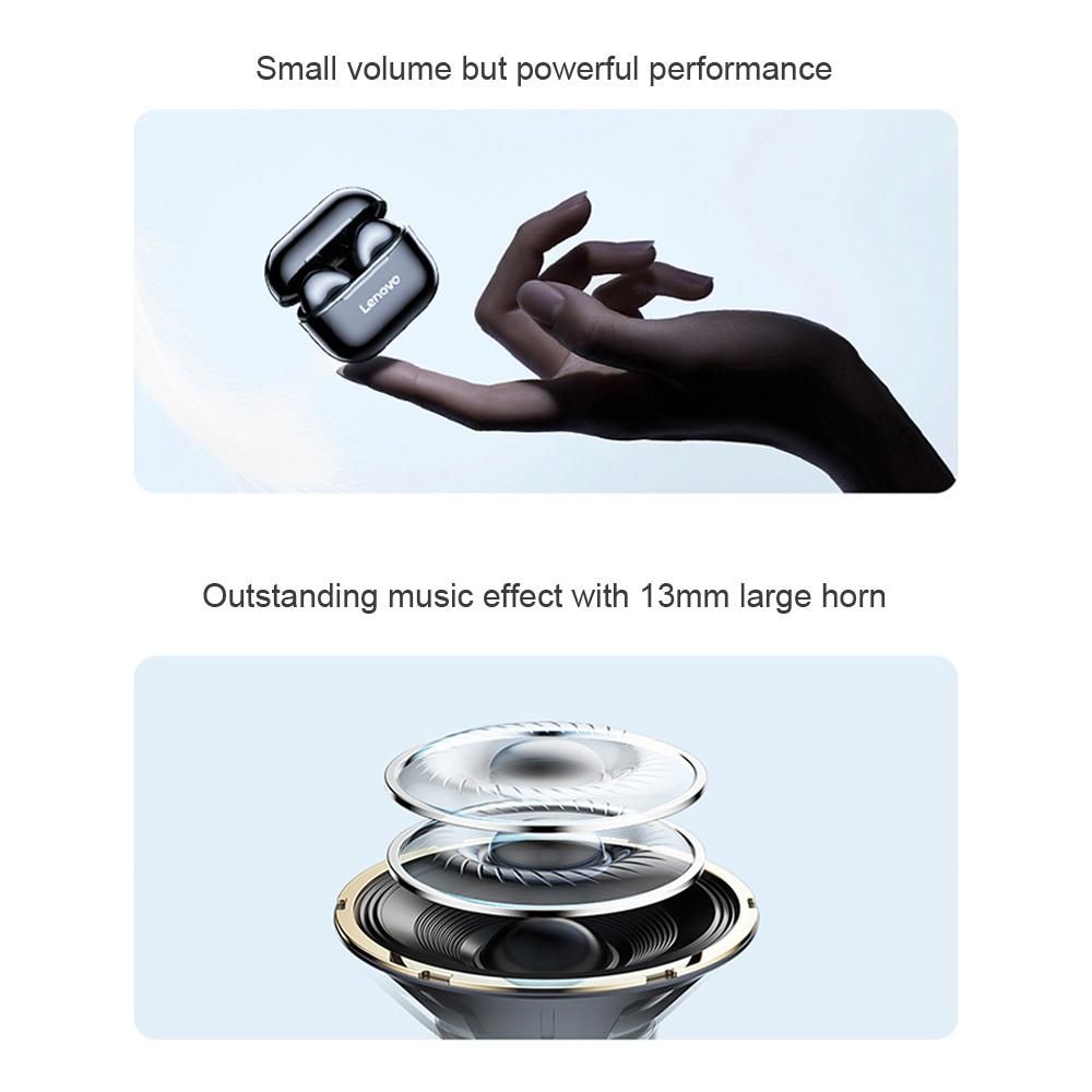 Lenovo LP40 TWS Earbuds Bluetooth 5.0 True Wireless Headphones Touch Control Sweatproof Sport Headset In-ear Earphones with Mic 230mAh Charging Case
