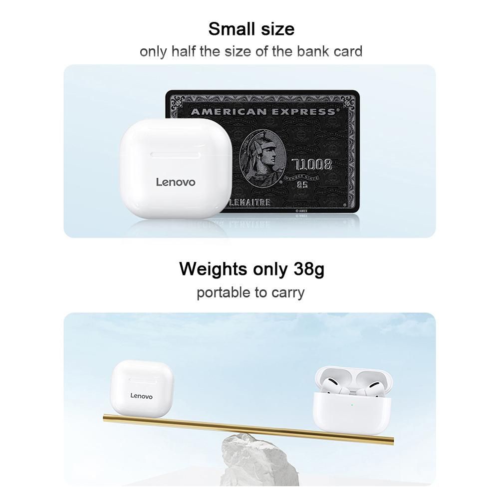 Lenovo LP40 TWS Earbuds Bluetooth 5.0 True Wireless Headphones Touch Control Sweatproof Sport Headset In-ear Earphones with Mic 230mAh Charging Case