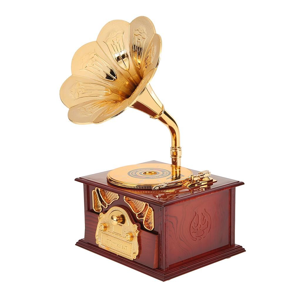 Antique Classical Retro Horn Gramophone Music Box Antique Classical Retro-Burgundy