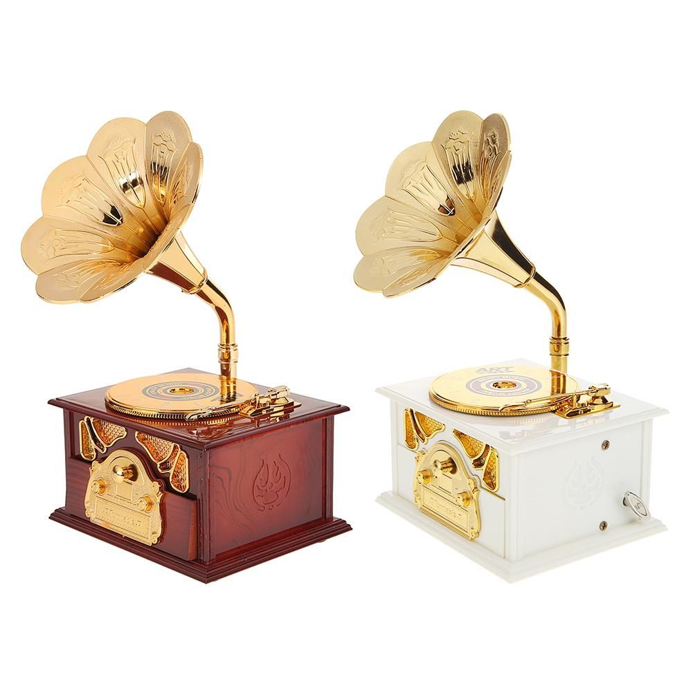 Antique Classical Retro Horn Gramophone Music Box Antique Classical Retro-Burgundy