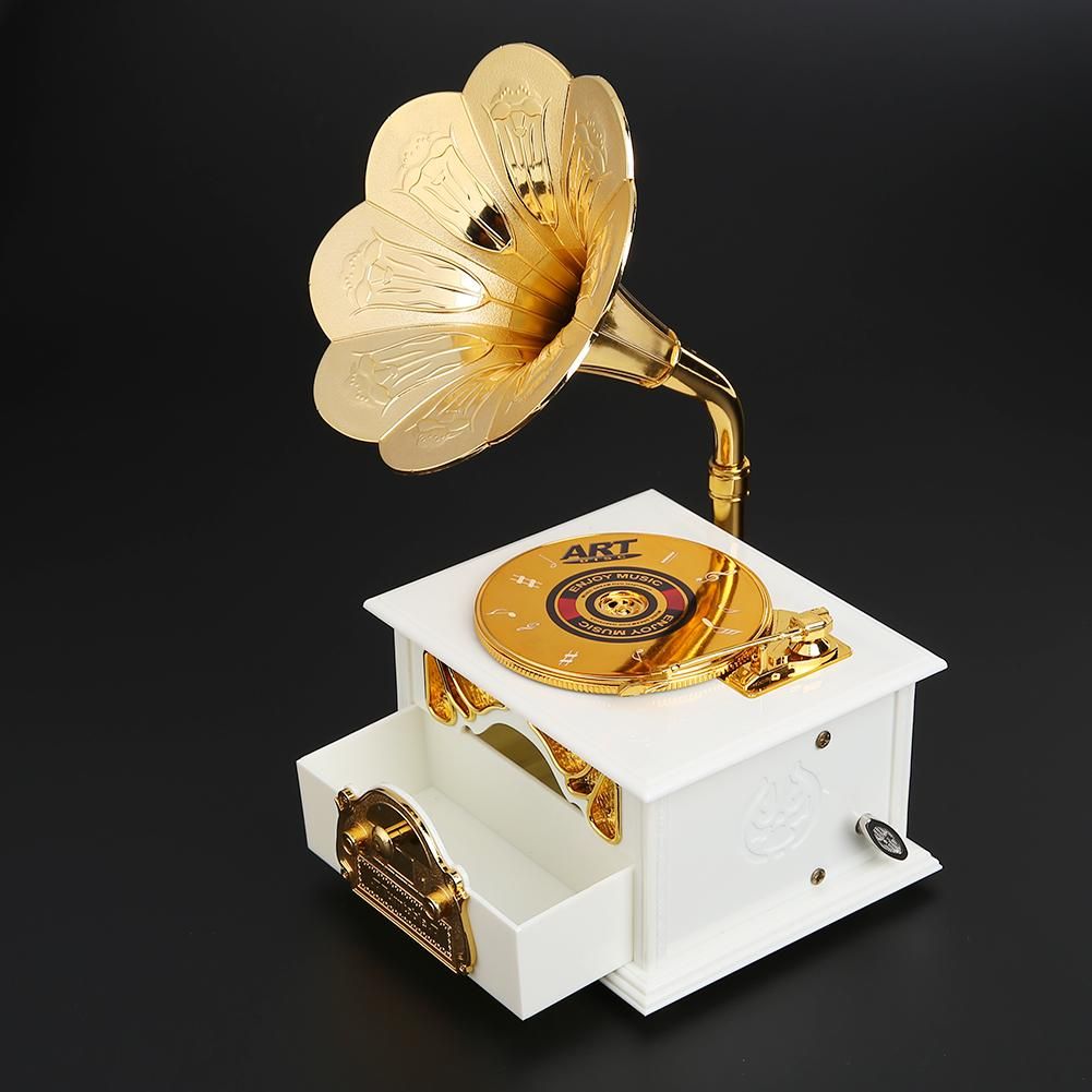 Antique Classical Retro Horn Gramophone Music Box Antique Classical Retro-Burgundy