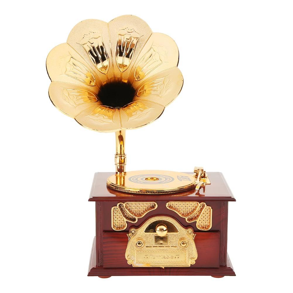 Antique Classical Retro Horn Gramophone Music Box Antique Classical Retro-Burgundy
