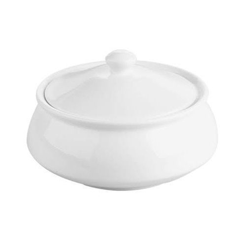 Porcelain Serving Bowl With Lid - White