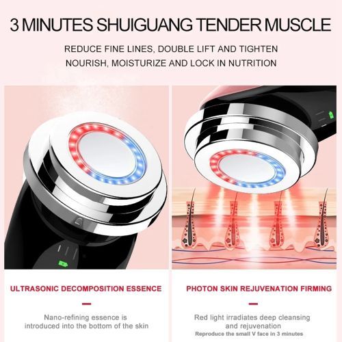 Ultrasonic Beauty Instrument LED Photon Skin Tightening Mesotherapy Face Cleansing Massage Face-lift Beauty Skin Care Tool