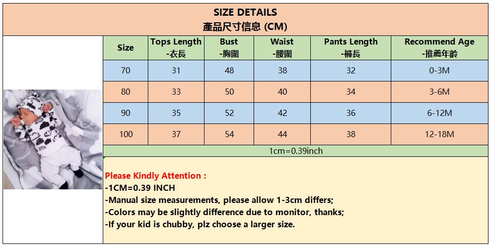 Newborn Baby Boys Outfits Cute Clouds Printng Long Sleeve Shirt + Pants + Hat