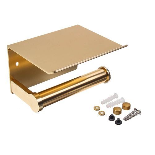 Toilet Paper Roll Holder Bathroom Tissue Wall Mounted Storage Hook Phone Holder Golden