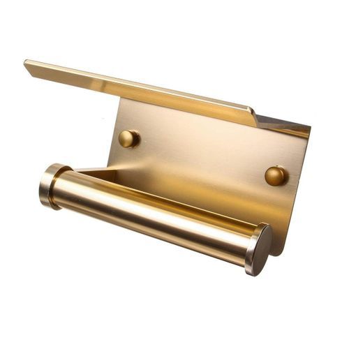 Toilet Paper Roll Holder Bathroom Tissue Wall Mounted Storage Hook Phone Holder Golden